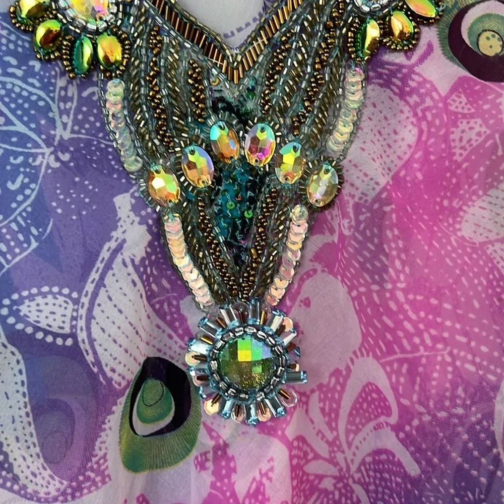 Solitaire by Ravi Khosla Jewel & Bead‎ Encrusted swim coverup Small ◼️ - Image 5