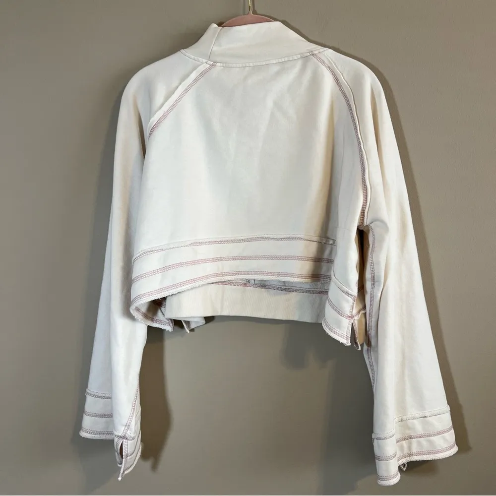 Anthropologie  Daily Practice Women’s Cream Mock Neck Cropped Sweatshirt Small - Image 9