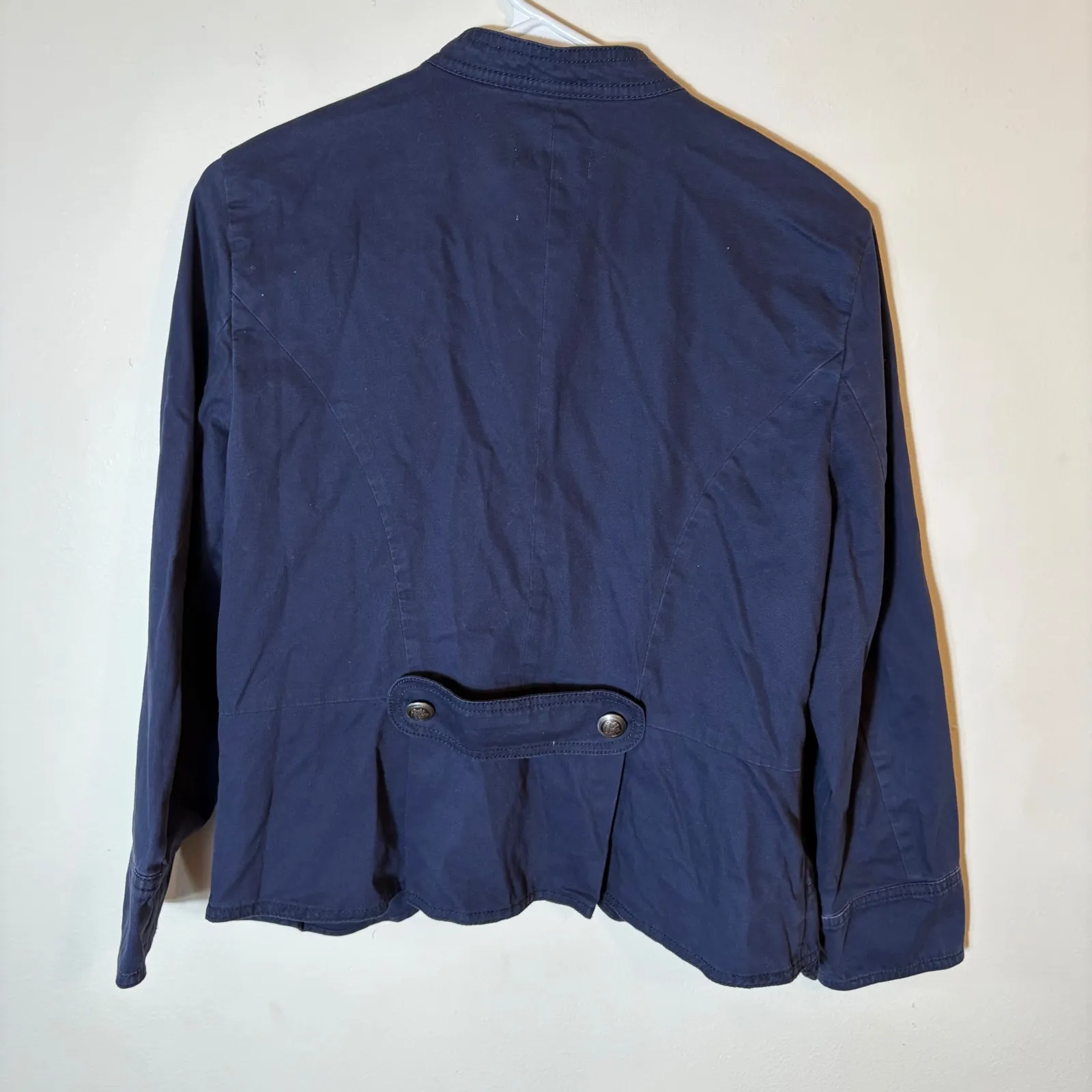 Loft  Jacket‎ Blue Ruffle Military Style Button Front Coat Size Medium - Image 6