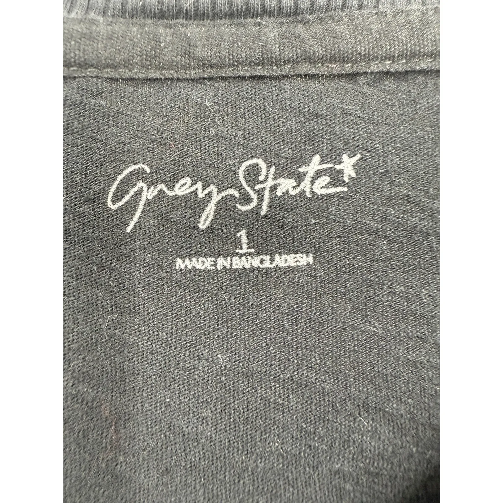 Grey State Shirt Womens Small Black V Neck Long Sleeve‎ 100% Cotton Relaxed Soft - Image 2