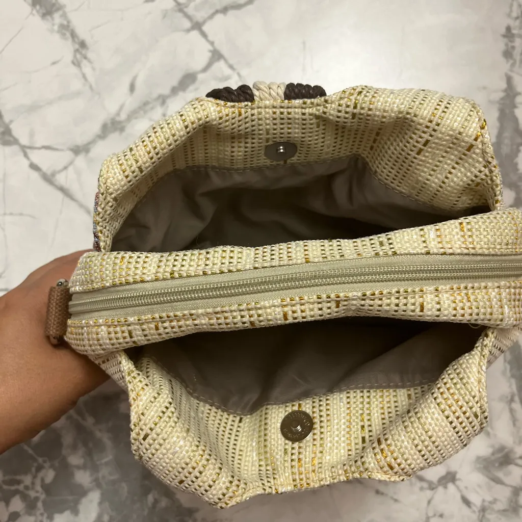 Elegant Floral Tapestry Shoulder Bag Brown - Image 5