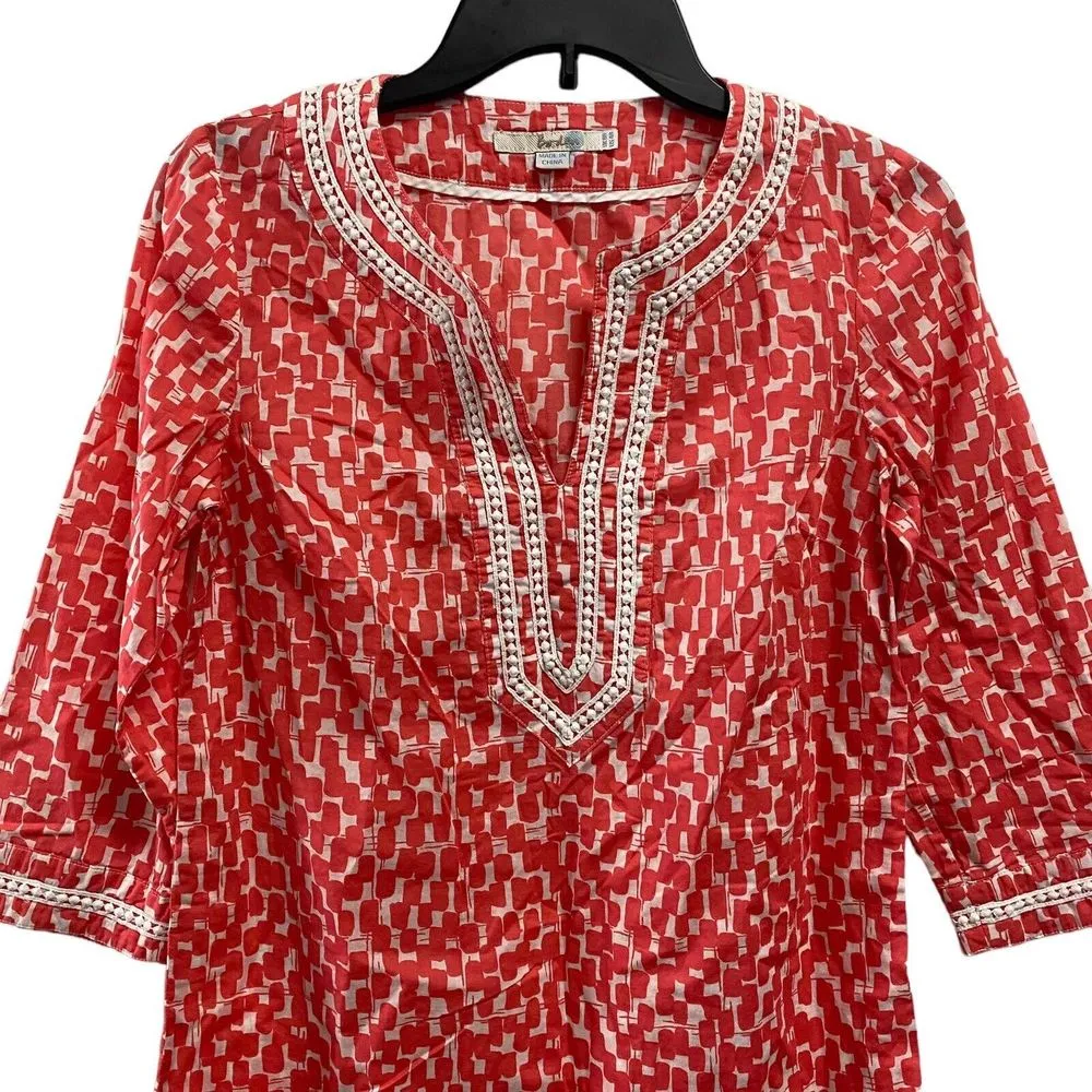 Boden Women’s Sz US 4R Pink Retro Print 3/4 Sleeve Tunic Longline Shirt Dress - Image 3