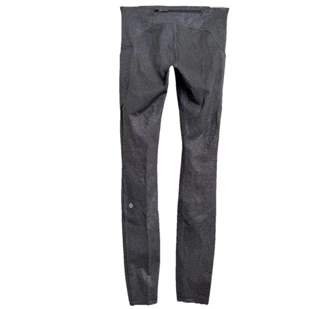LULULEMON Speed Up Tight Foil 28” Luminosity Foil Print Black Silver Leggings 4 - Image 2