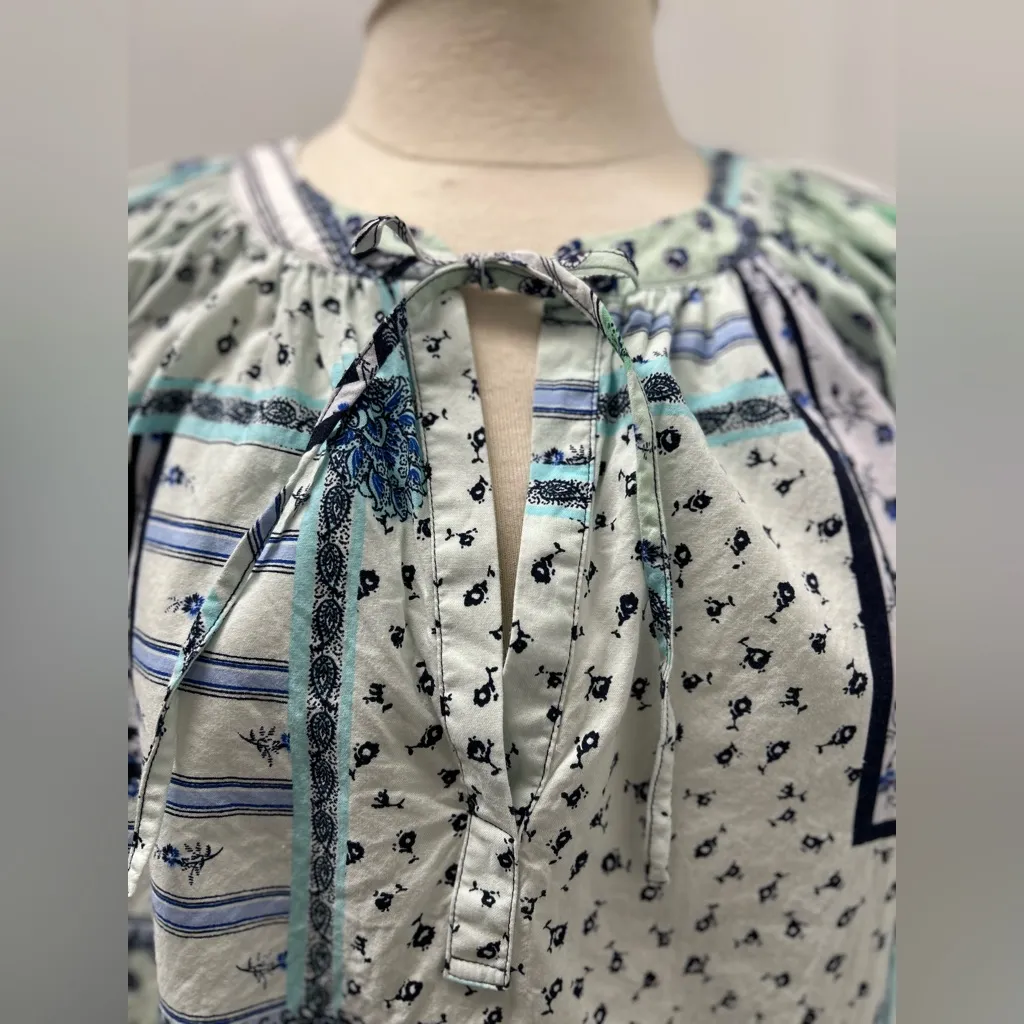 Loft Patchwork Patterned Boho Peasant Blouse - Image 2