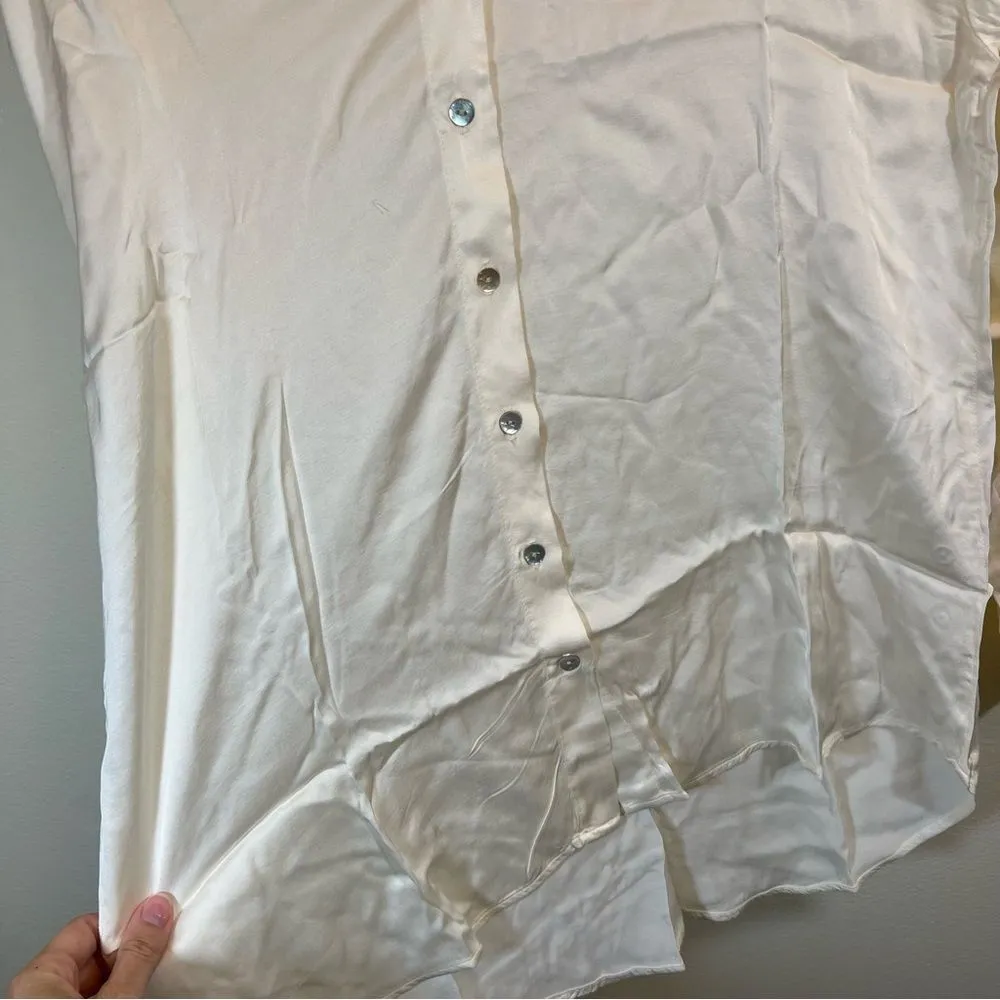 DONNI. Silky Button Down in Cream Creme XS NWT - Image 7