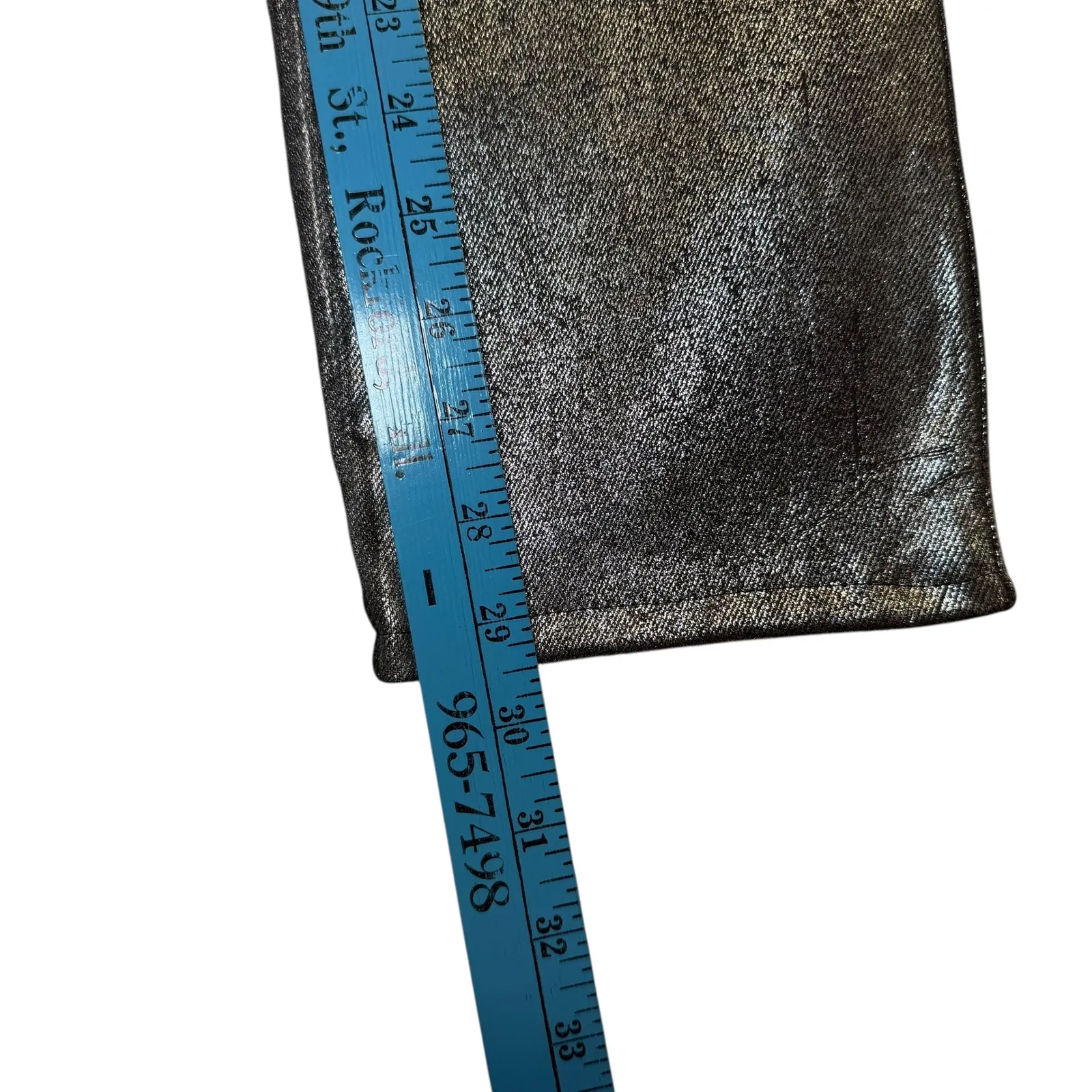 FRAME Le Sylvie Slender Straight Metallic Silver Jeans Edgy Feminine 25 - Image 10