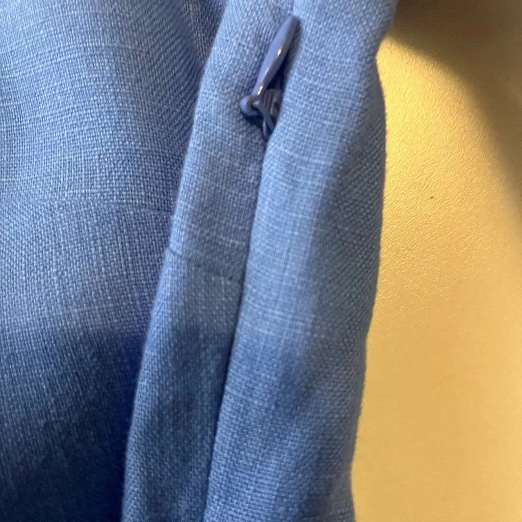 Sail to Sable Tunic Womens XL 100% Linen Long Sleeve Shift tunic Lt Blue Green - Image 6