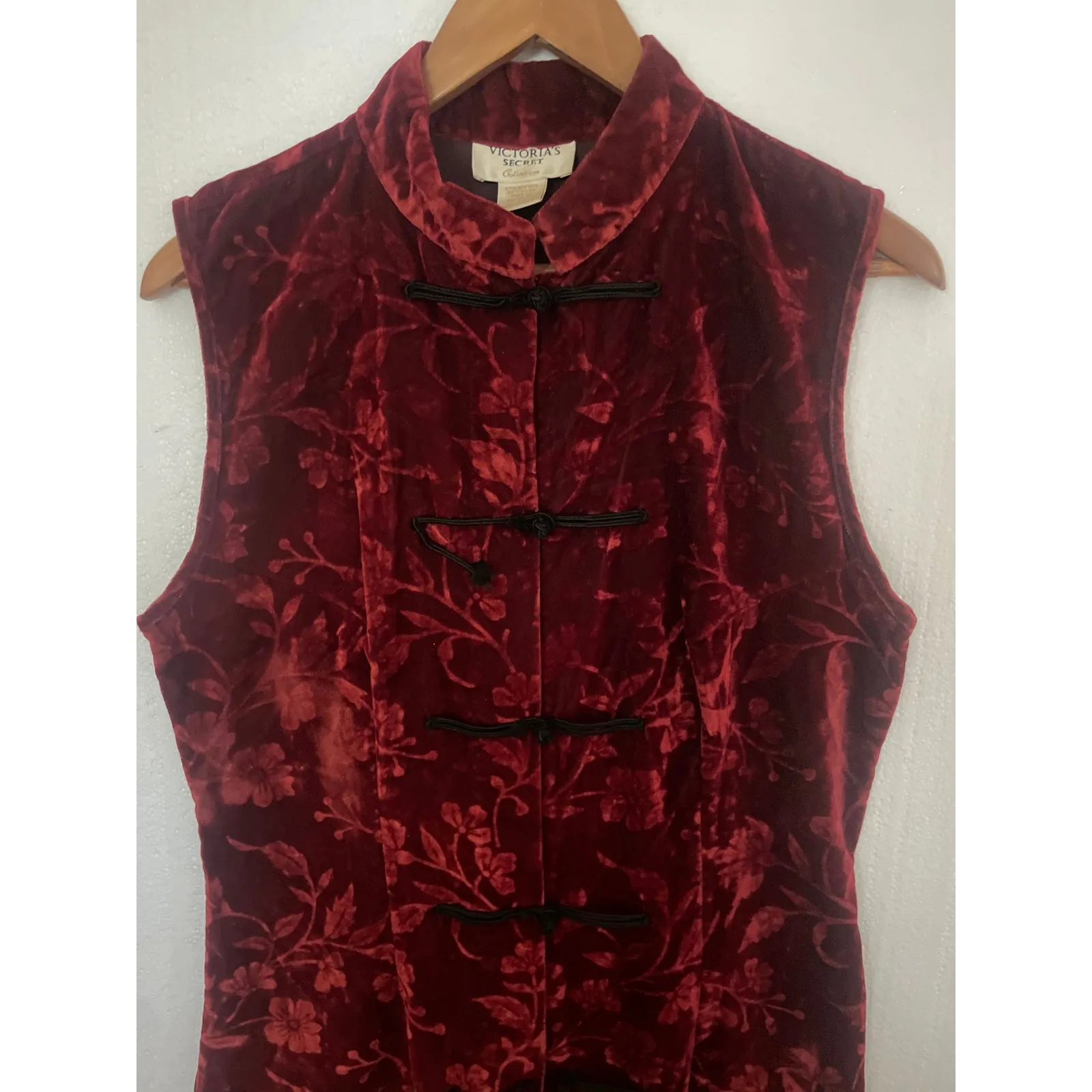 Vintage 90's VICTORIA'S SECRET Collection Velvet Burnout Cheongsam Dress GOTH L - Image 4