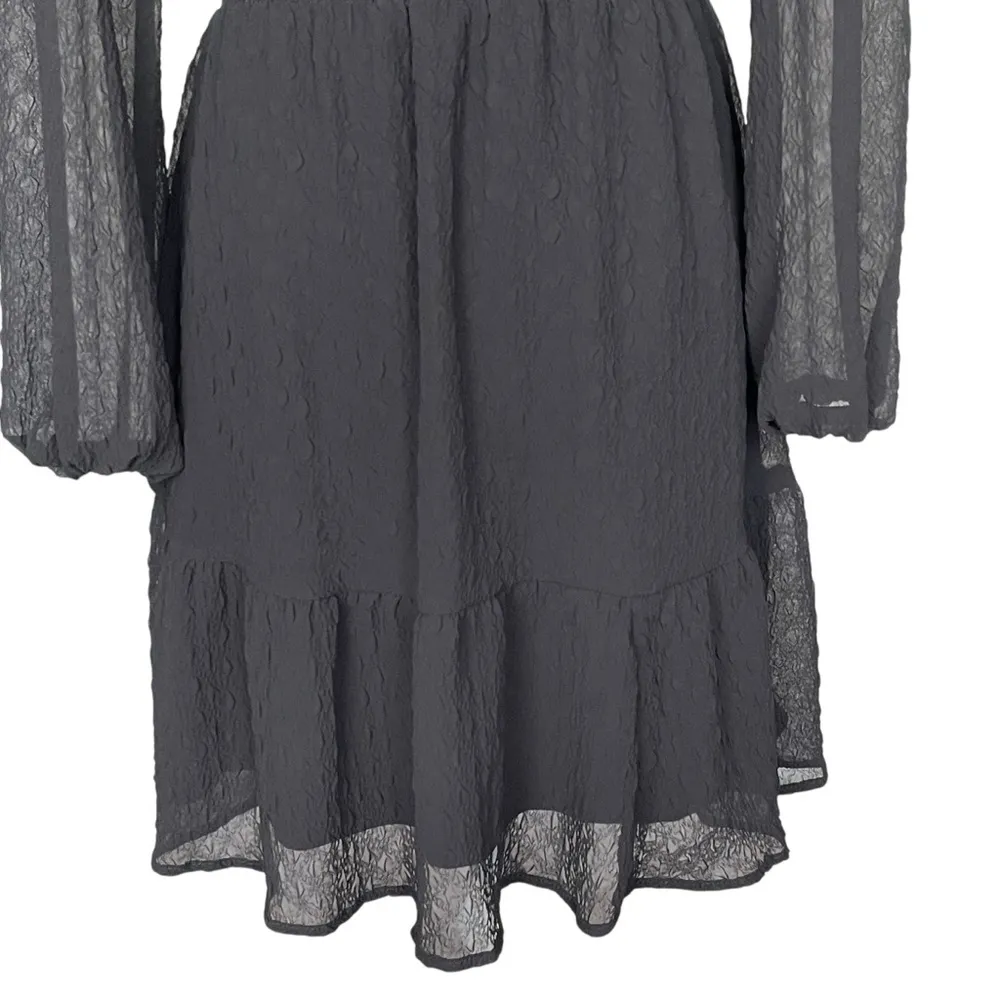 Maurices Notch Neck Long Sleeves Skater Dress Women’s Size S Black Chiffon - Image 7