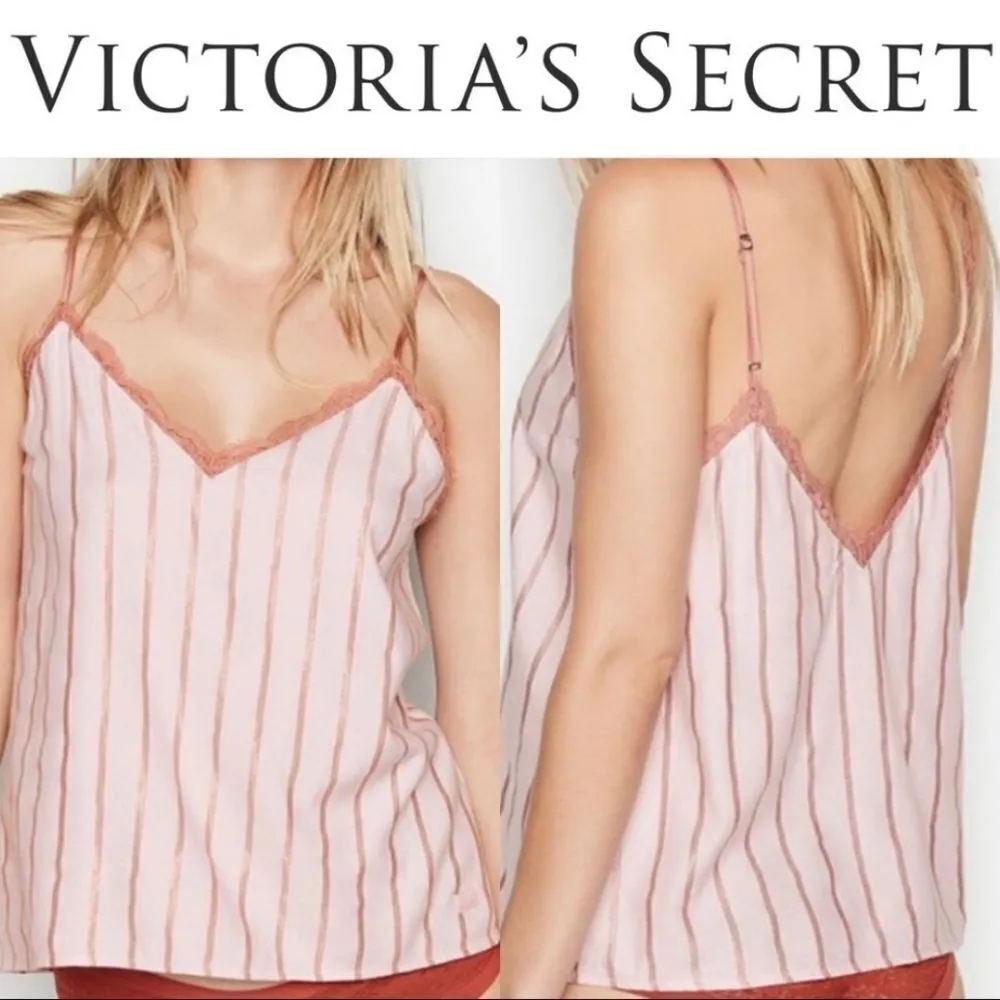 NWT Victoria's Secret Pink Striped Pajama Tank Top (M) - Image 2