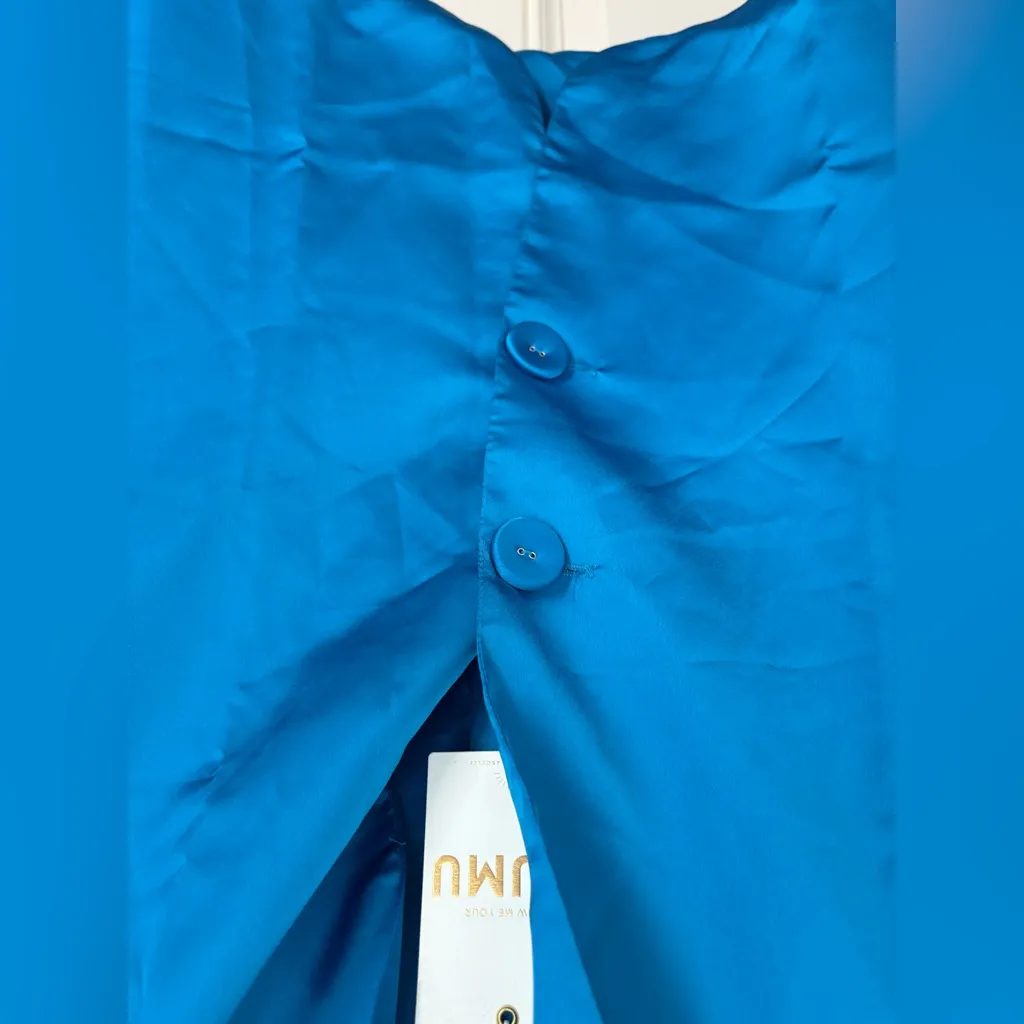 Show Me Your Mumu Felix Blazer in Blue Lux Satin Size Small NWT - Image 3