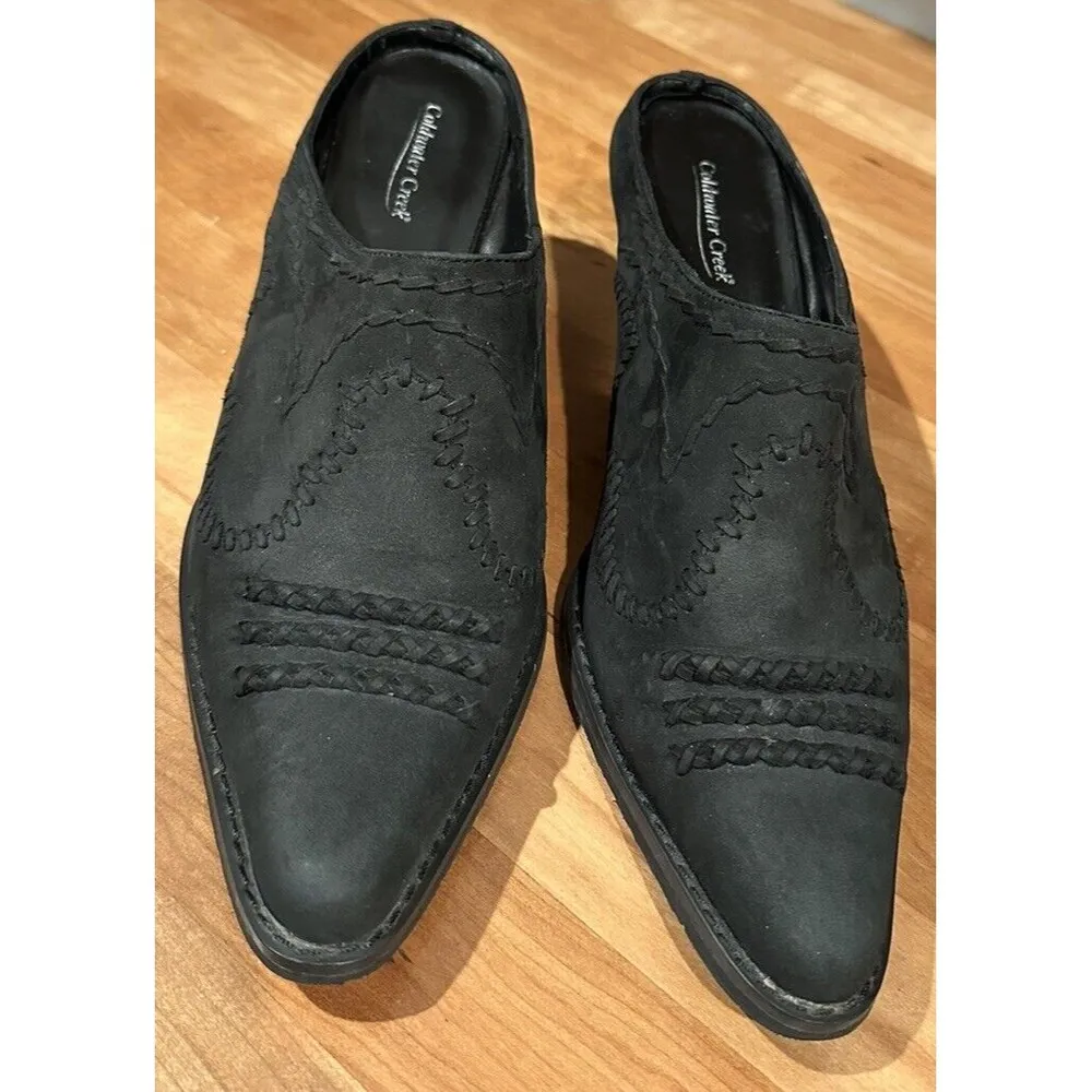 Coldwater Creek Western Ankle Booties size 10M Black Leather Boots Mules - Image 2