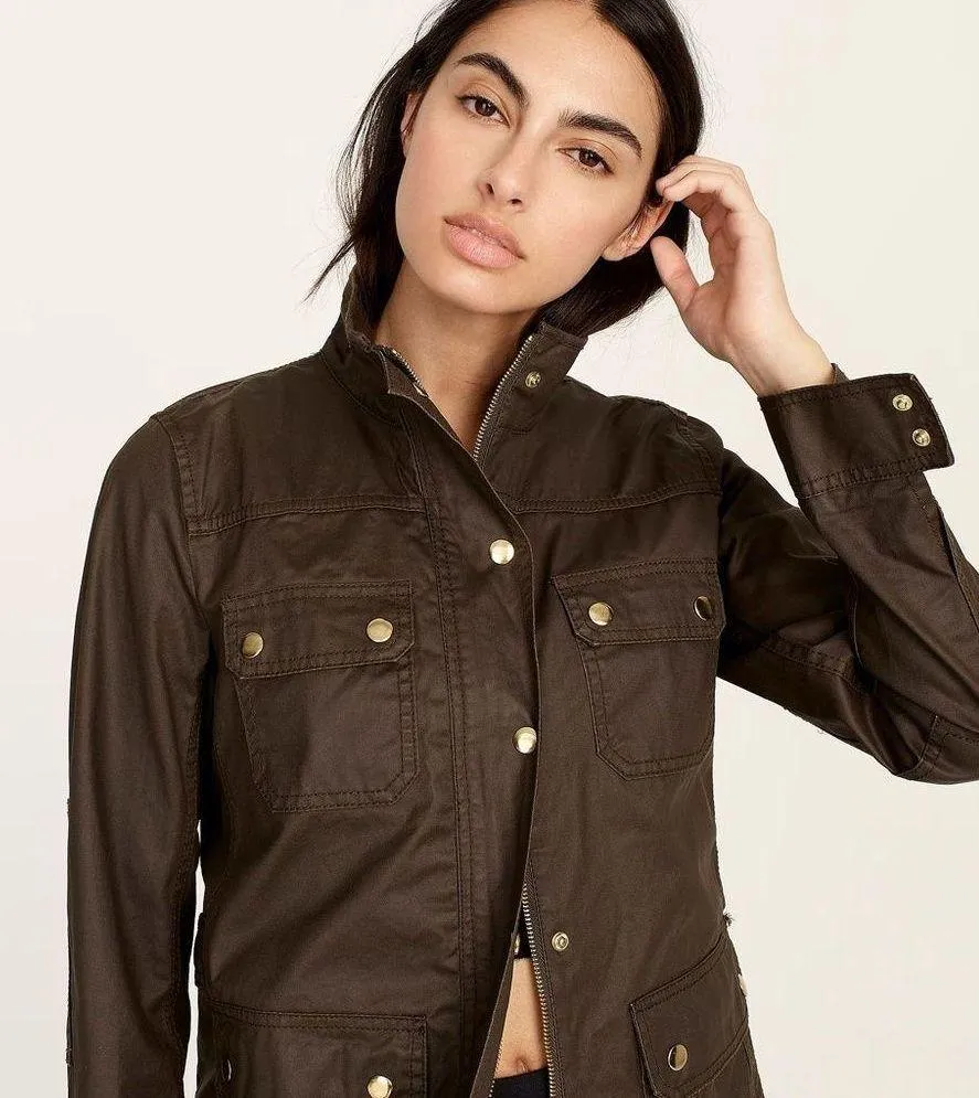 J Crew • Downtown Field Jacket waxed cotton canvas Mossy Brown olive green - Image 9