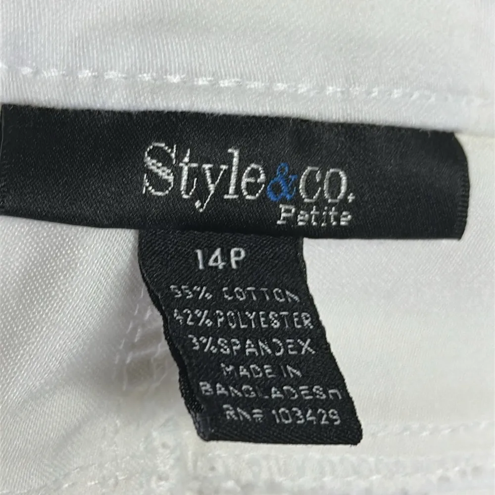 Style & Co White Stretch Denim Mid Rise Cropped Capri Jeans Womens Petite 14 - Image 5