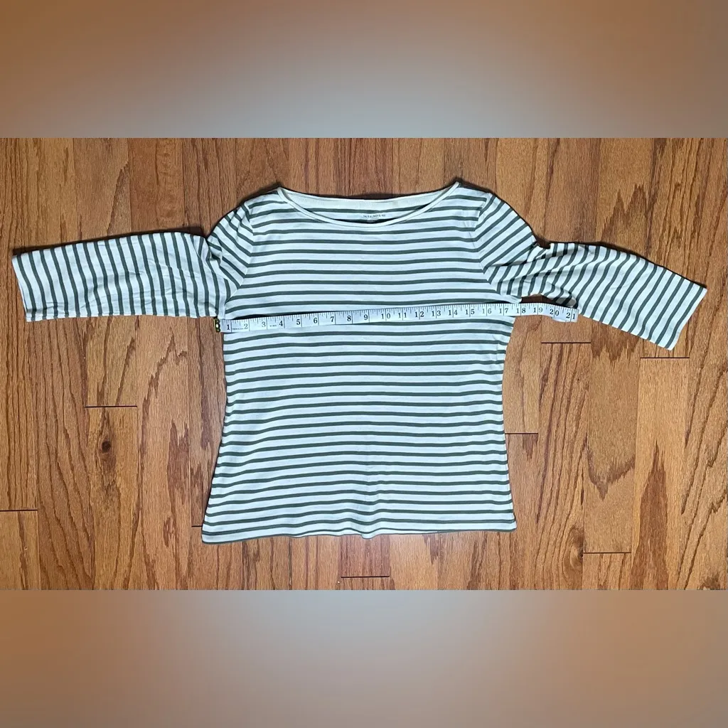 Talbots-Sage green and White Striped Trend French girl Tee Size MP - Image 5