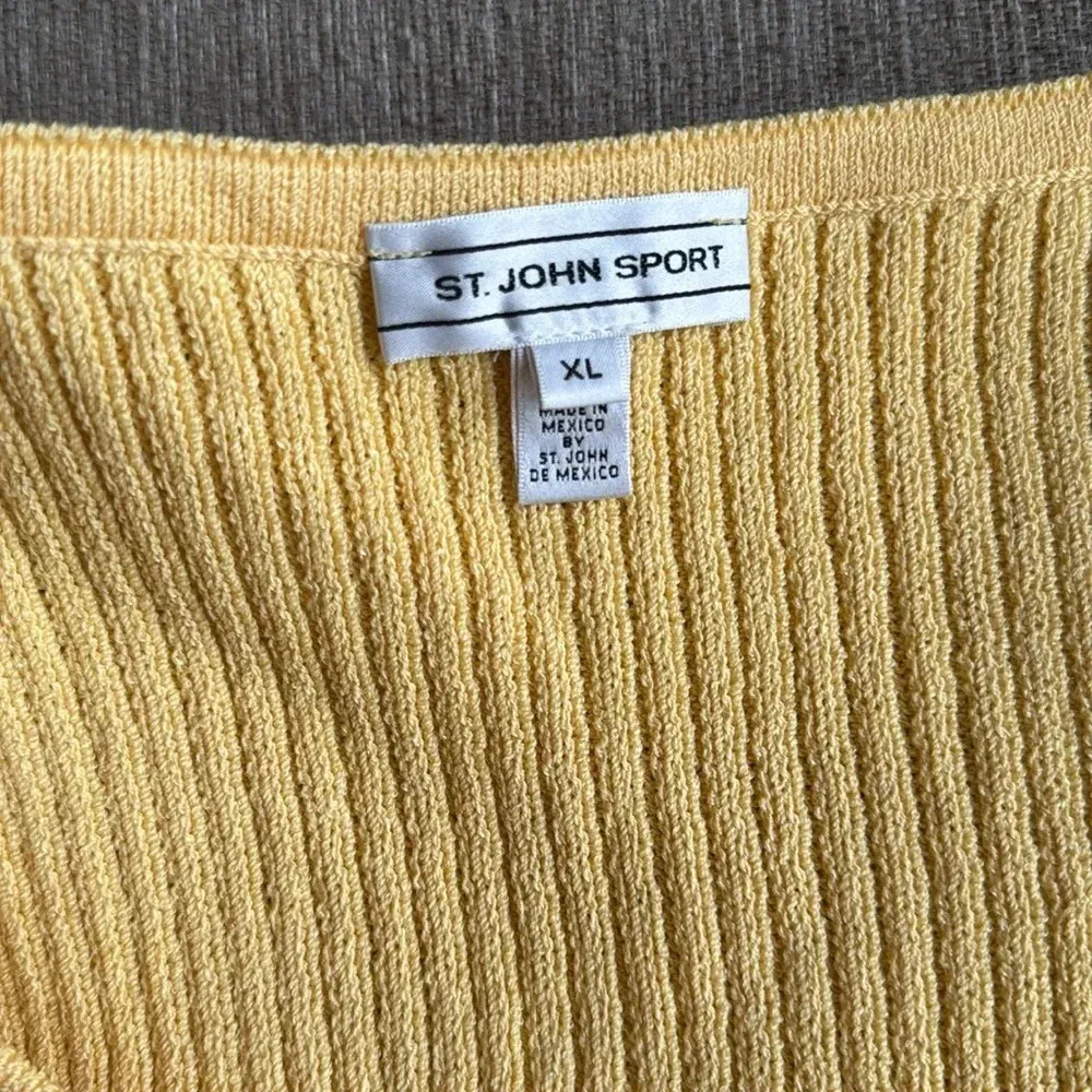 St. John Sport yellow knit tank top with double white bottom ribbon wool size XL - Image 8