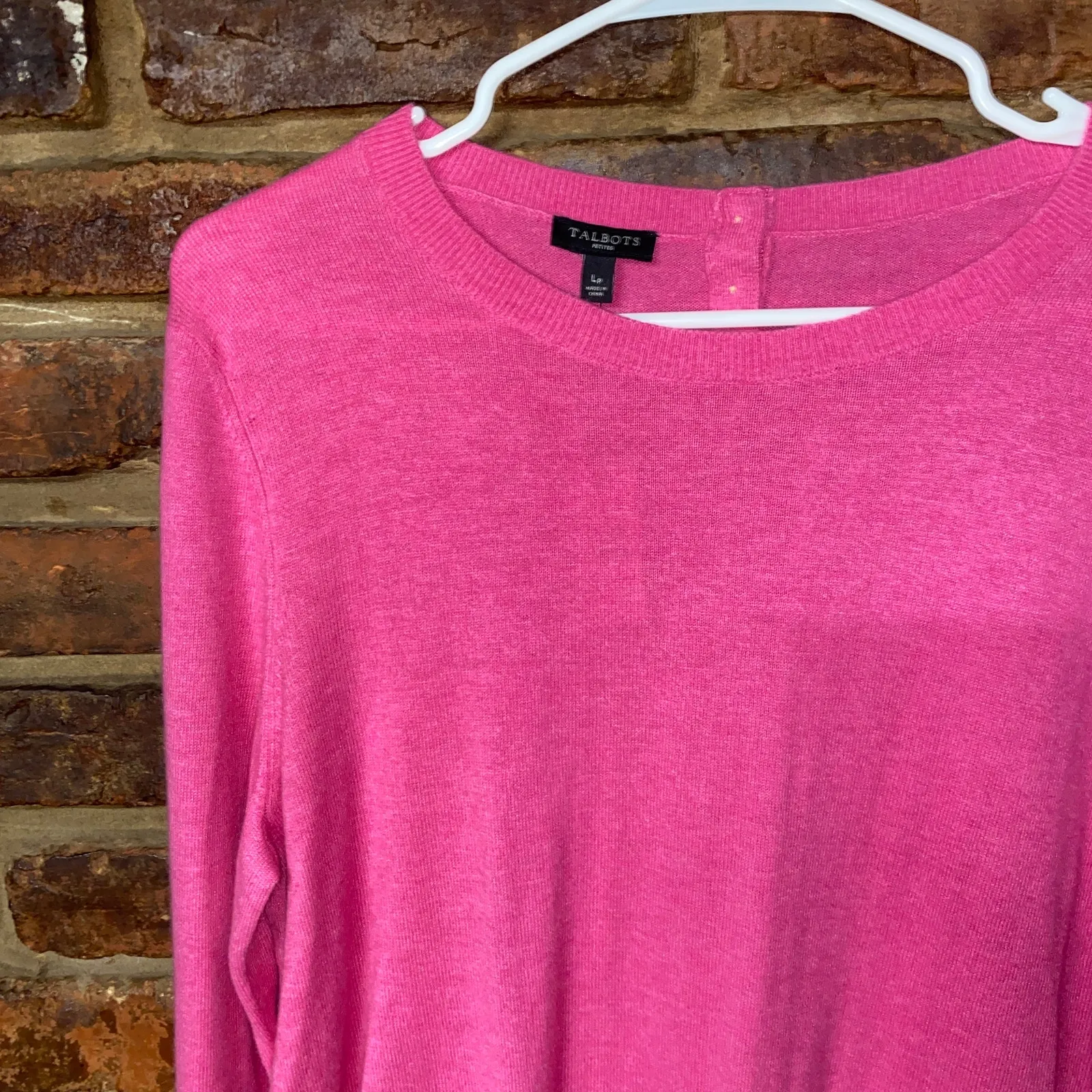 New Talbots Pink Wool Blend Pullover Knit Sweater Women's Size PL Petite Large - Image 2