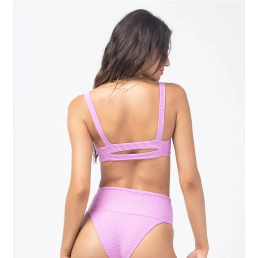 L*Space Jess Bikini Top in Rosebud Pink Ribbed Size DD NWT - Image 2