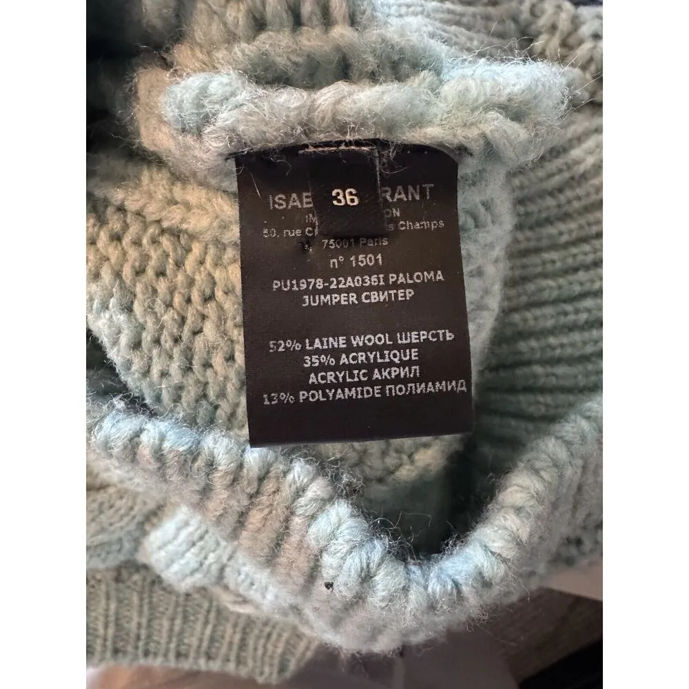 Isabel Marant Paloma Blue Chunky Cable Knit Sweater Size French 36 US 4 RARE - Image 6