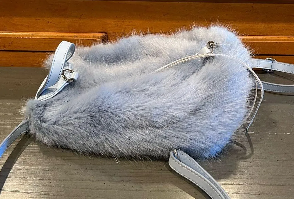 NWT  Faux Fur Convertible Mini Julian Backpack - Powder Blue - Image 7