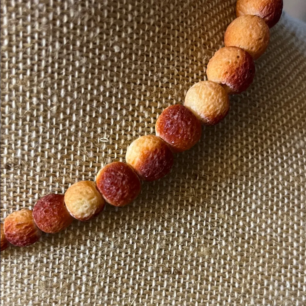 Vintage Sponge Coral Apple Beaded Necklace Orange - Image 6