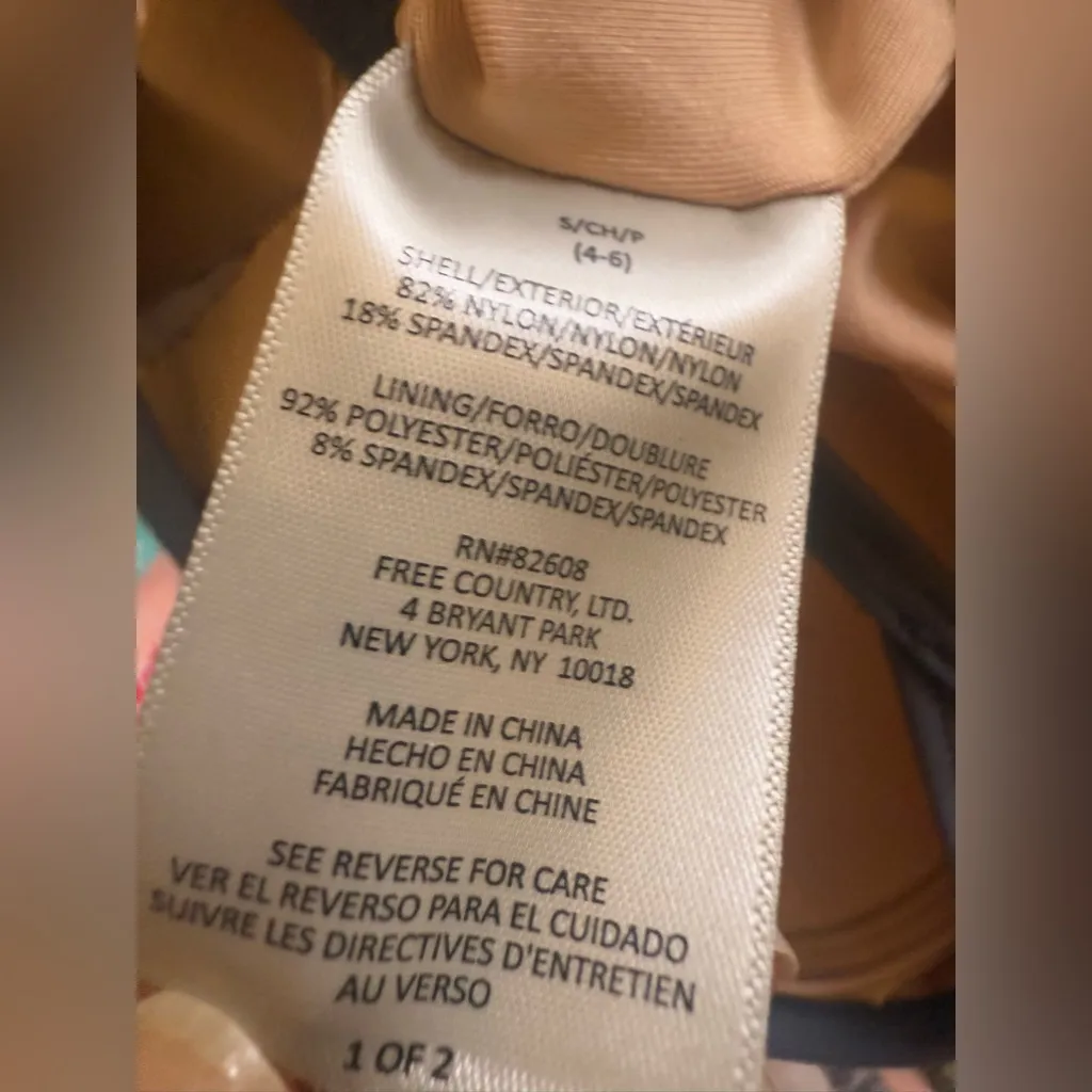 Free Country Striped Retro Bikini Swimsuit front High Waist High Cut Legs S-4/6 - Image 9