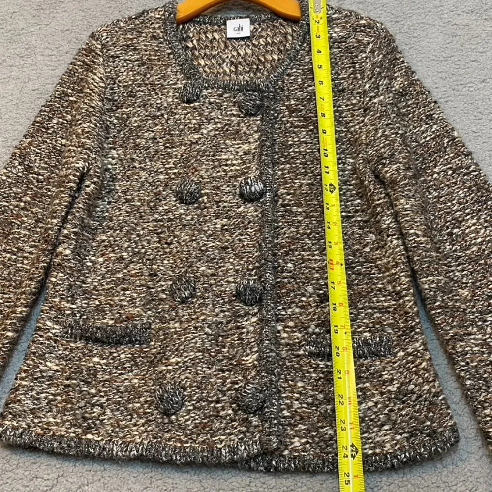 CABI Ritz Knit Cardigan Sweater Tweed Blazer Jacket Snap Buttons Size Medium - Image 11