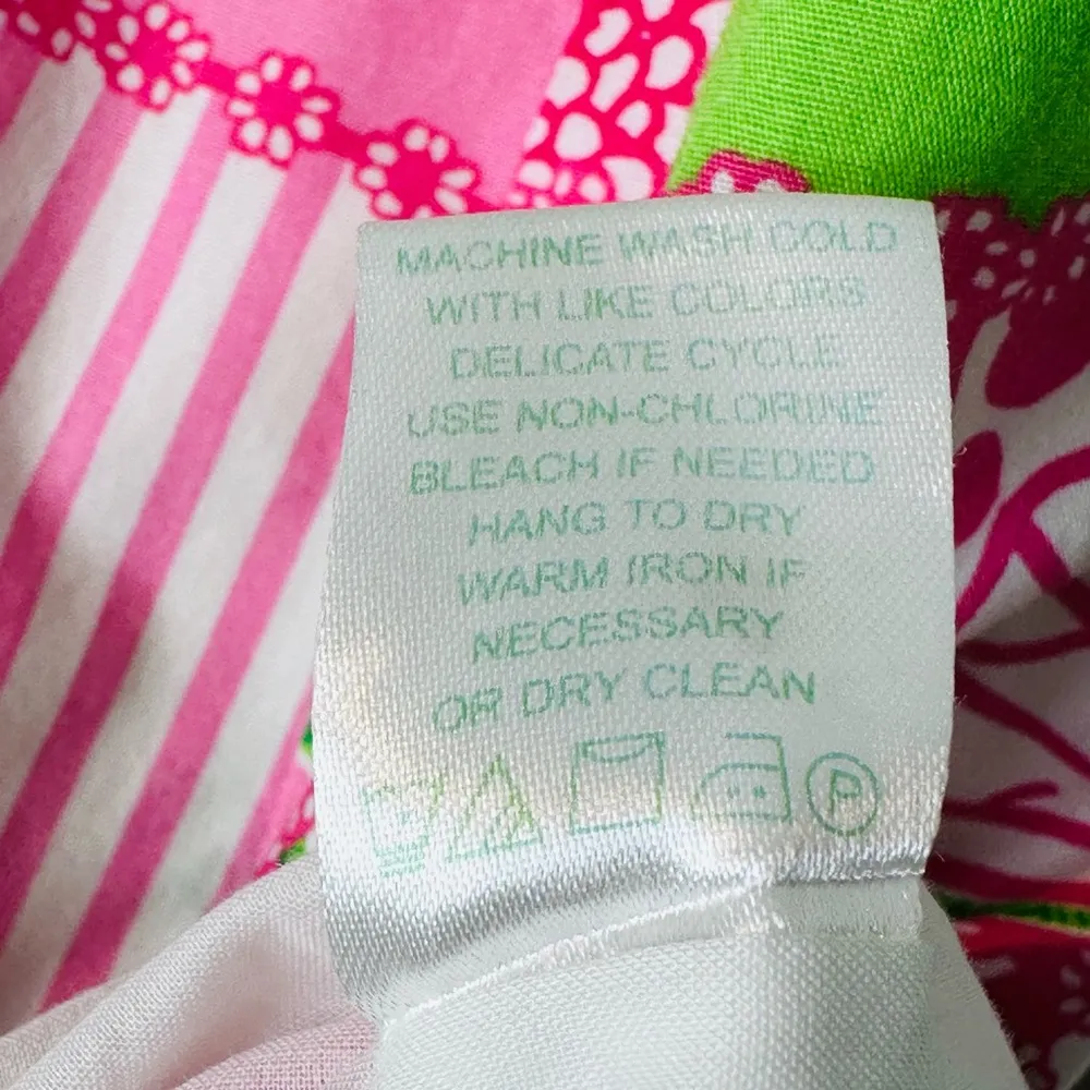 Lilly Pulitzer Strapless Patchwork Squares Pink Green Cotton Poplin Dress Size 2 - Image 10