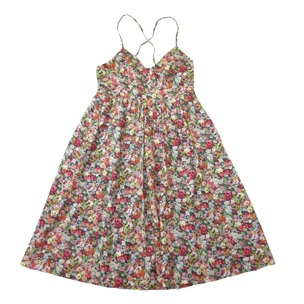 NWT J.Crew Spaghetti-strap Lace-up Back Dress in Aqua Papaya Liberty Thorpe 10 - Image 2