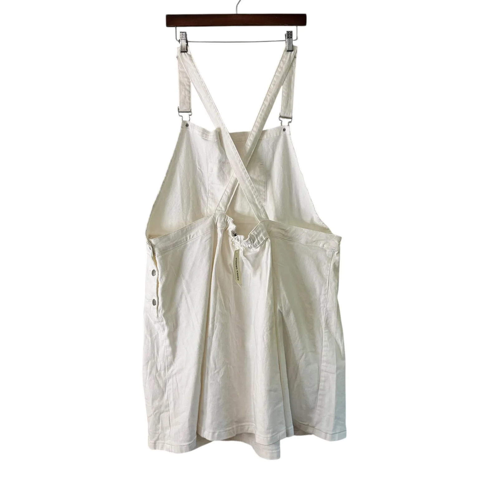 Agnes Orinda Overalls Dress Sleeveless Casual White Denim Skirt 4X‎ - Image 5