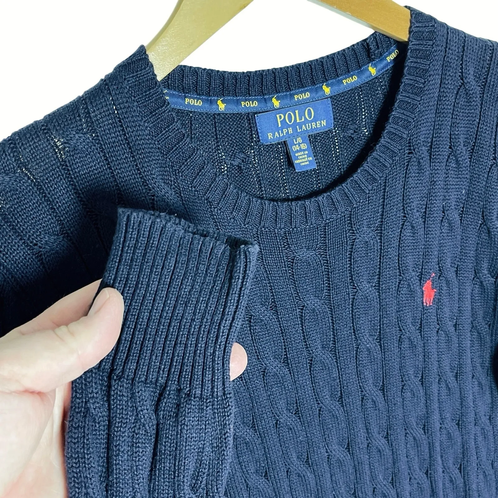 Ralph Lauren POLO  Navy Cableknit Crewneck Pullover Sweater - Image 3