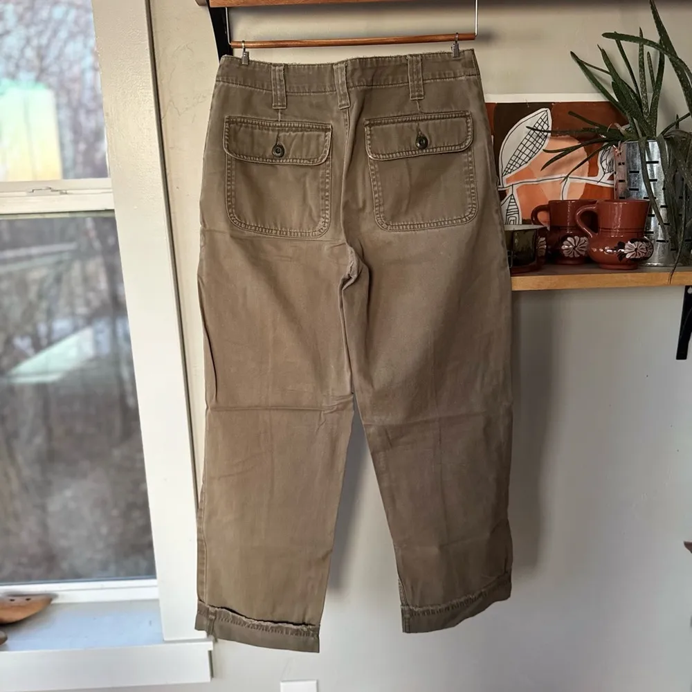 Vintage Old Navy Olive Green Cotton Utility Khaki Pants Size 6 - Image 2