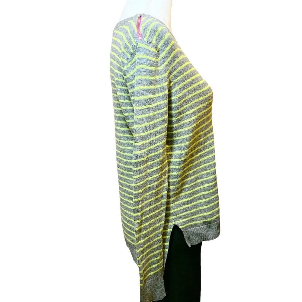 𝅺Women’s American Eagle Y2K gray/neon green striped knit sweater size small - Image 3