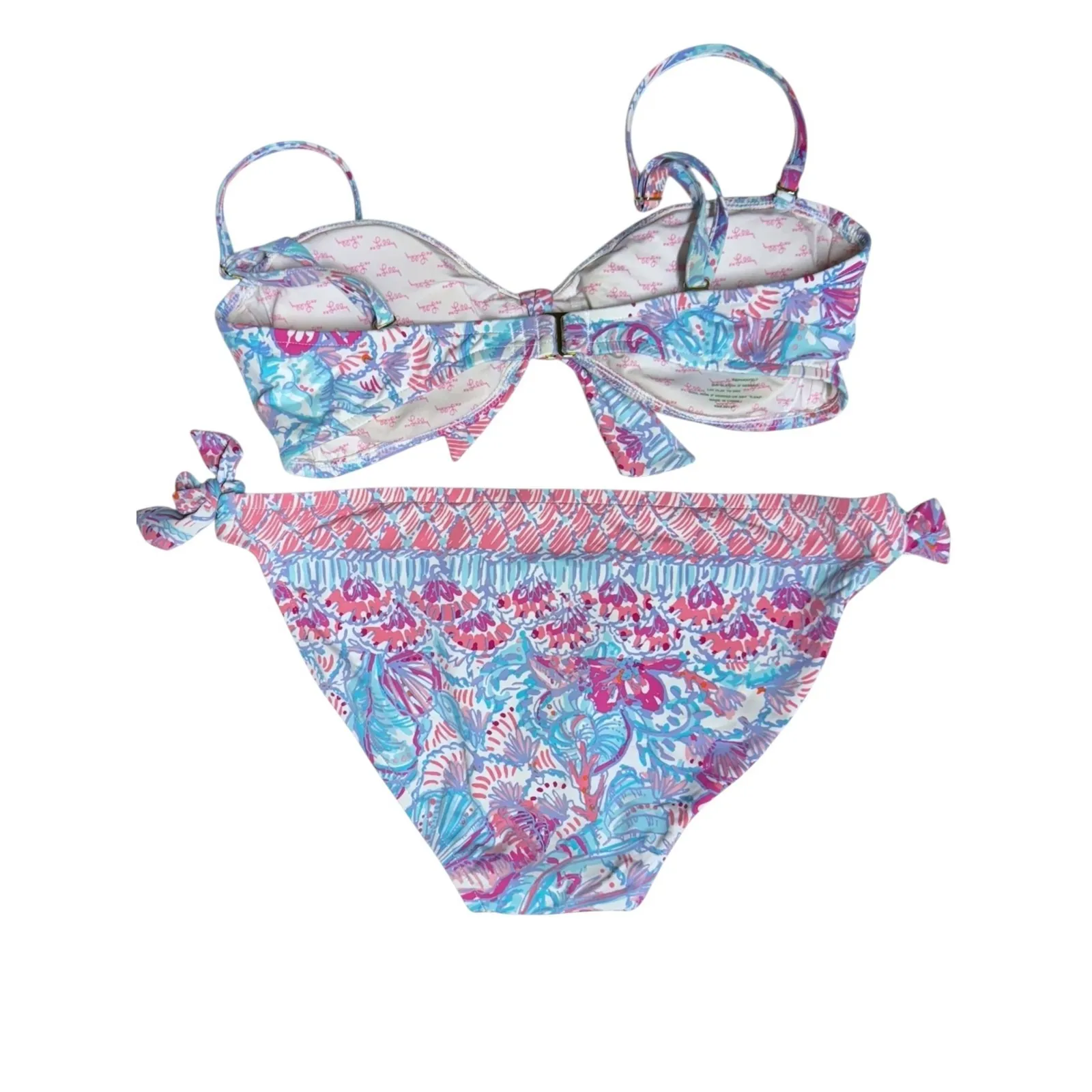 Lilly Pulitzer Bikini Sz S 2-Piece Swimsuit Pinchers Picnic Fisher Blue Pink‎ - Image 3