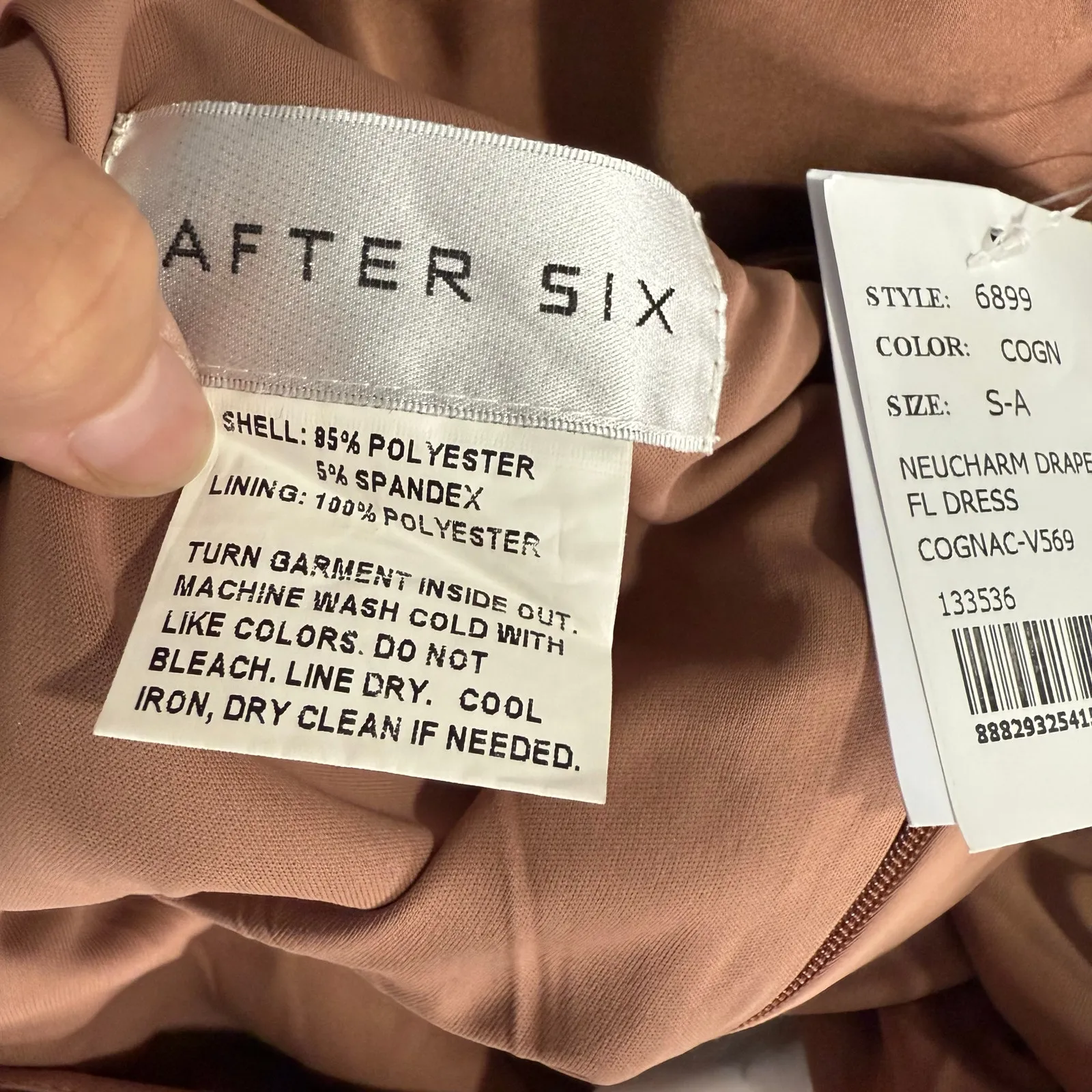 After Six Pleated Cap Sleeve Charmeuse Gown Cognac - Image 6