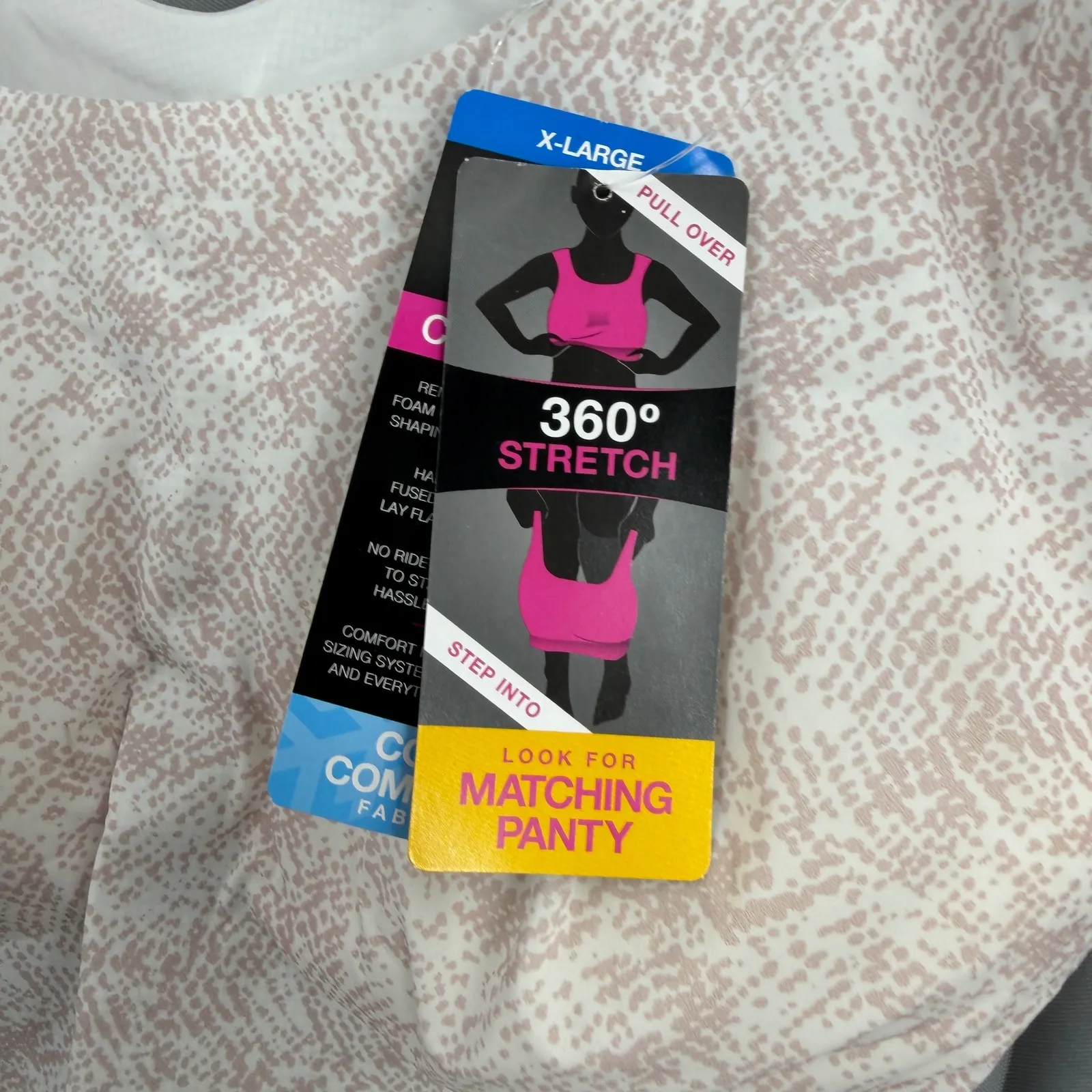 Bali Comfort Revolution 360 Stretch Bra DF3491 X-Large Beige Print Wireless New - Image 4