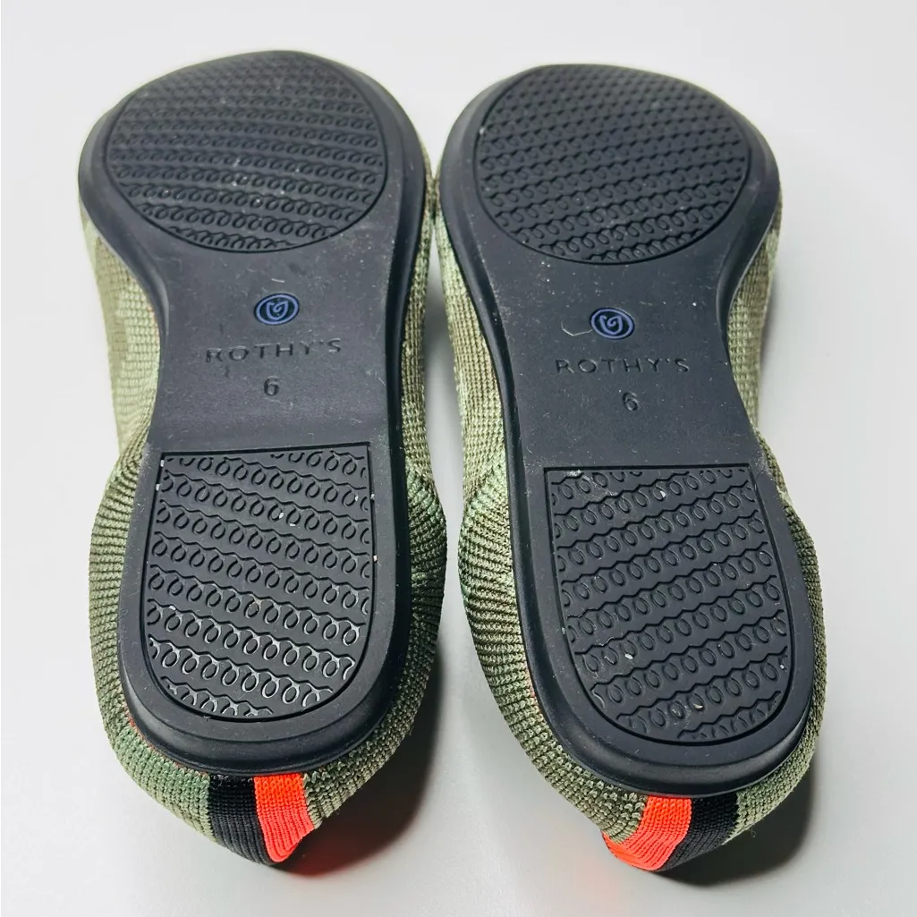 Rothys The Lounge Loafer Camo Camouflage Green Brown Shoe Flat - Image 6