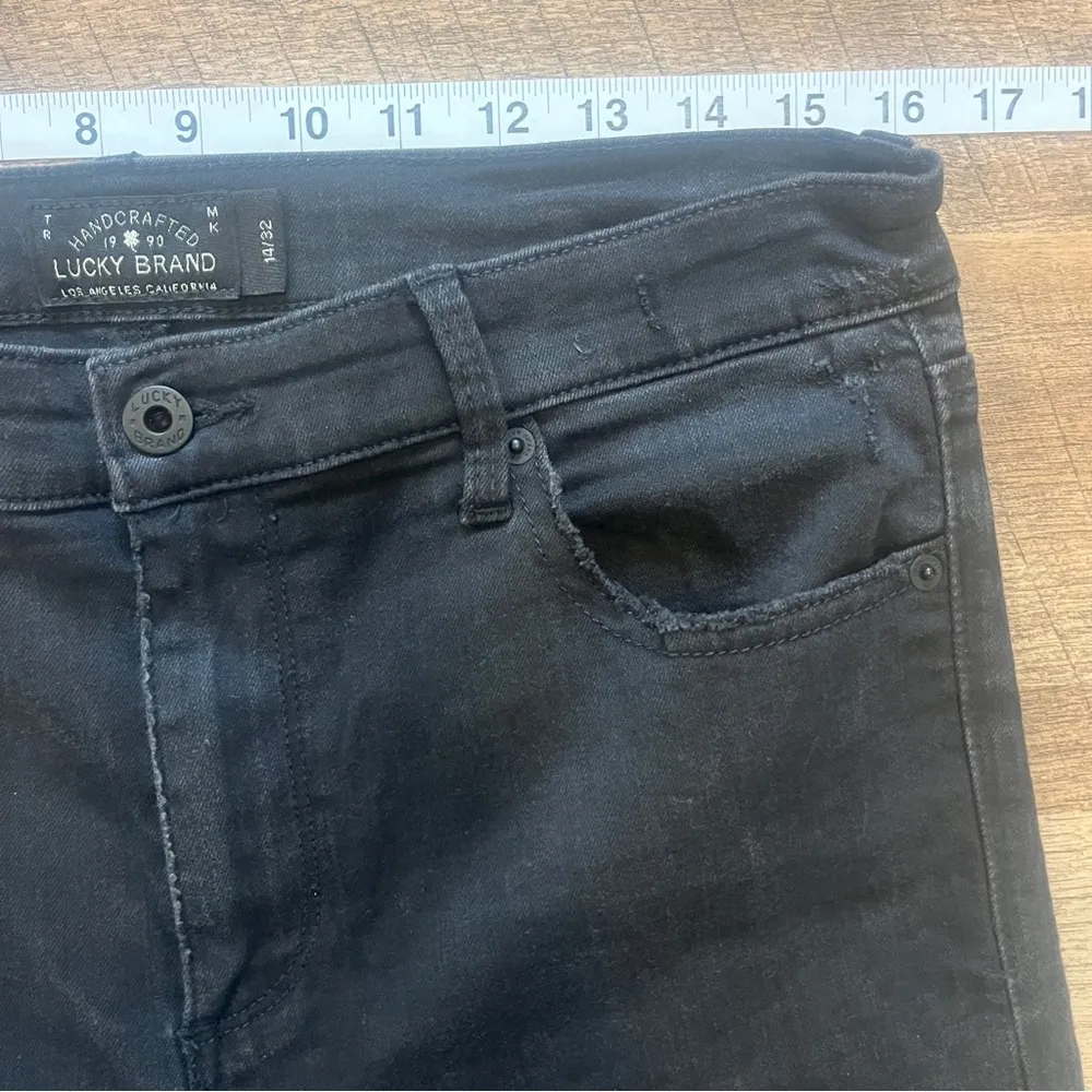 Lucky Brand Bridgette Skinny Black Jeans Womens Size 14 Raw Hem Basic Staple - Image 5