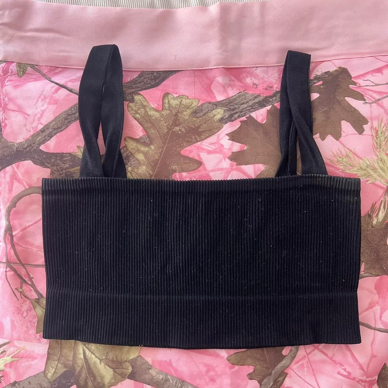 out from under black ribbed square neck bralette - Image 6