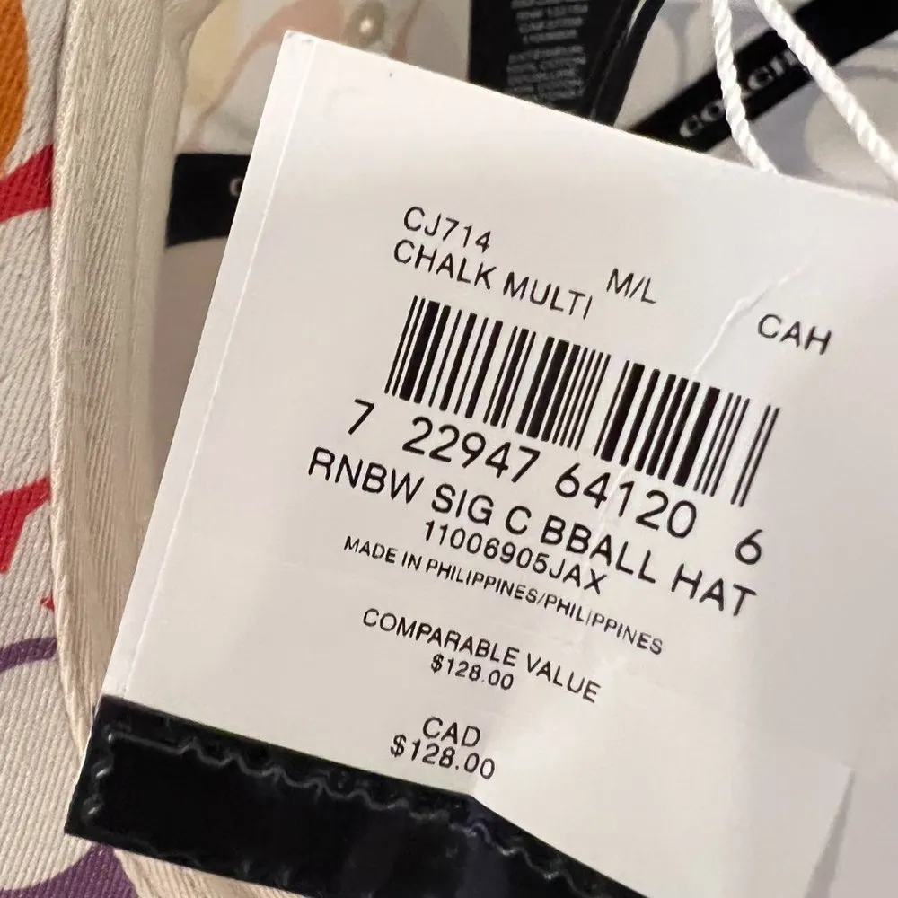 coach Rainbow Signature Baseball Hat CJ714 - Image 6