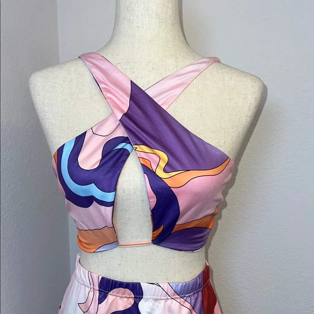 Pink and Purple Mini Pencil Skirt and top Set ‎ for Casual Wear Size M - Image 4