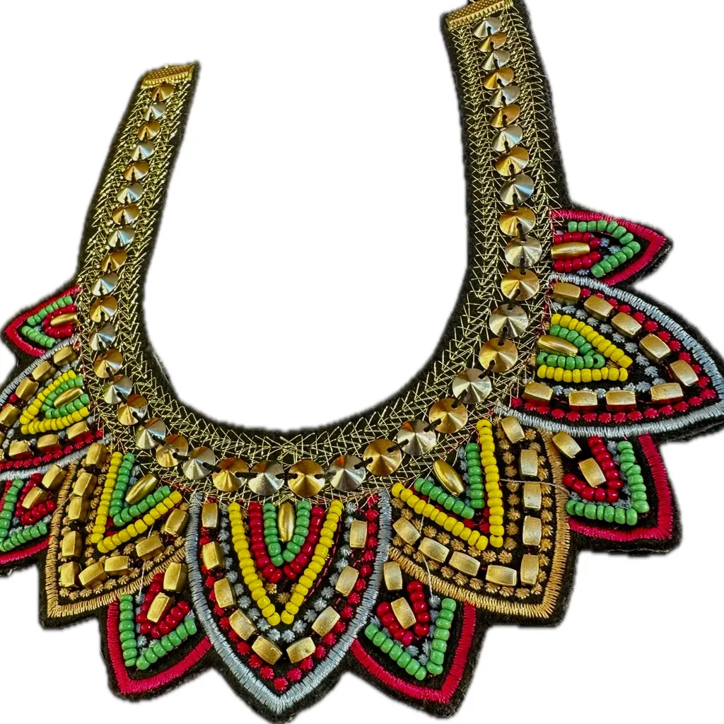 Nine West Colorful Ethic Mesh Bib collar Maxi Beaded Statement Necklace 32” - Image 7