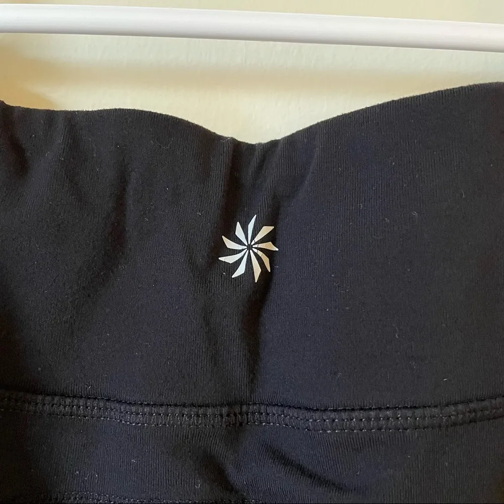 Athleta cropped black leggings cutout ankle detail athletic pants yoga comfort - Image 4