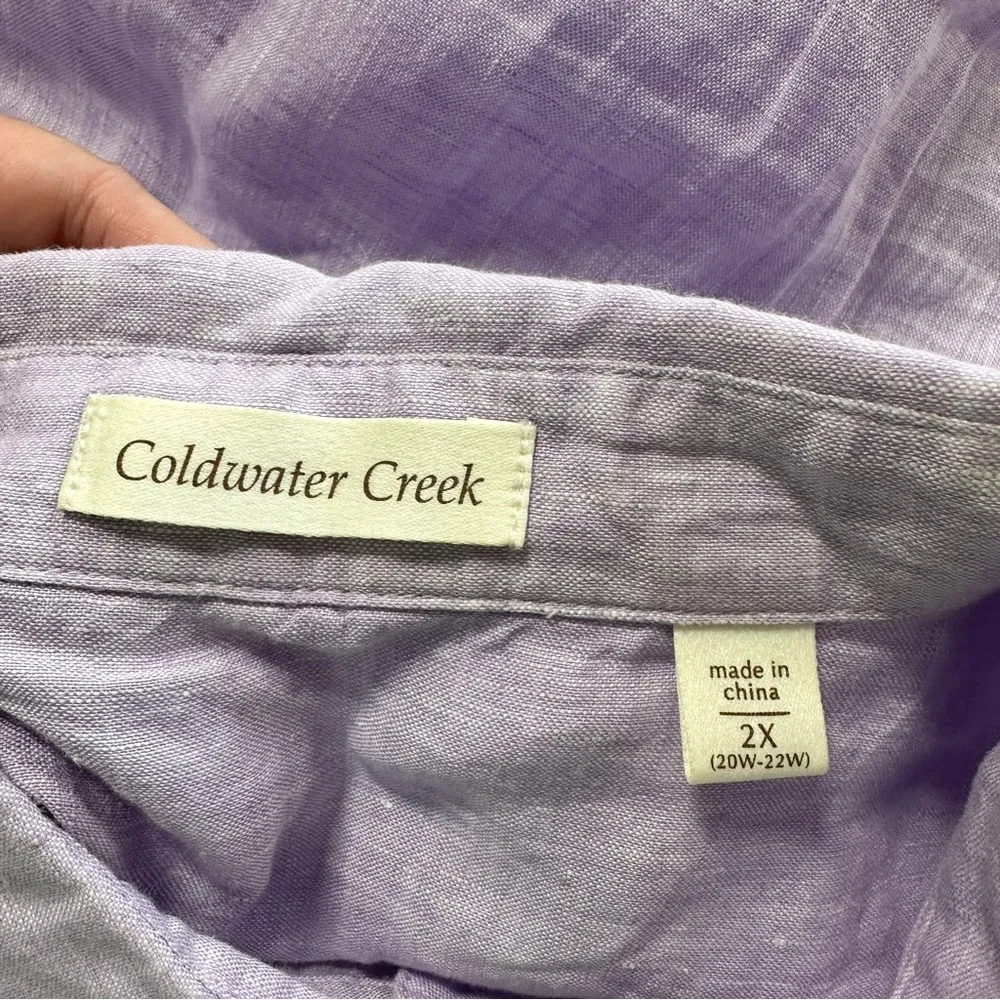 Coldwater Creek Women’s 100% Linen Button Down Shirt 3/4 Sleeve in Purple 2X - Image 8