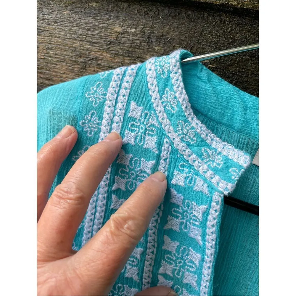 Collections ECT. Size XL 100% cotton crinkle gauze tunic/dress Blue - Image 3