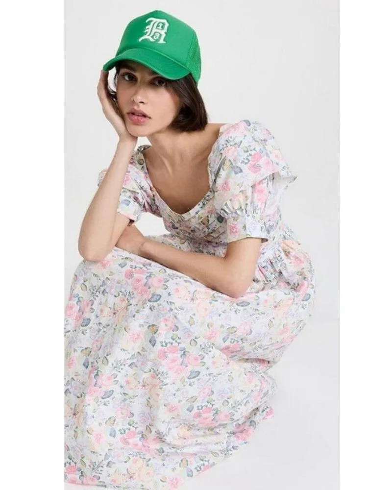 đź’•LAURA ASHLEY x BATSHEVAđź’• Eden Dress ~ Quartet Cream Floral Print 2 NWO Pink - Image 8