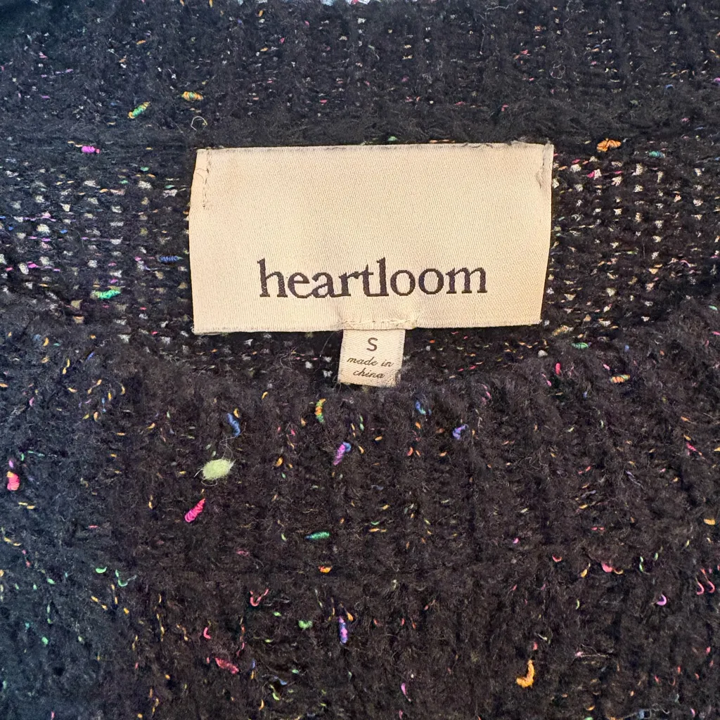Heartloom black cable-knit sweater with multicolored speckles, Small - Image 2