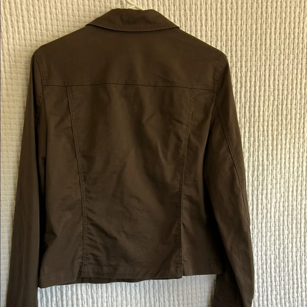 Tribal Dark Brown Jean Jacket with Decorative Silver Buttons Size M - Image 2