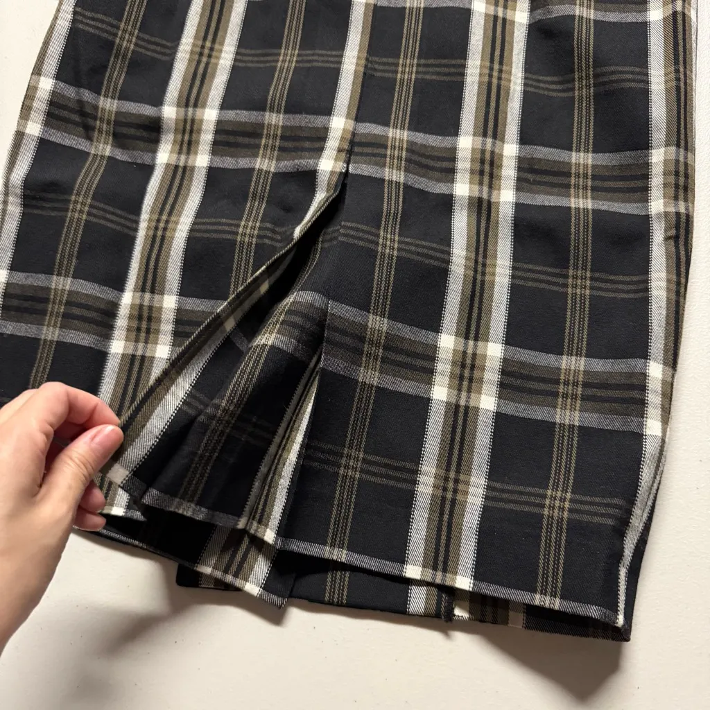 Vintage Best International Black Beige Plaid Double breasted Trench Dress Medium - Image 10