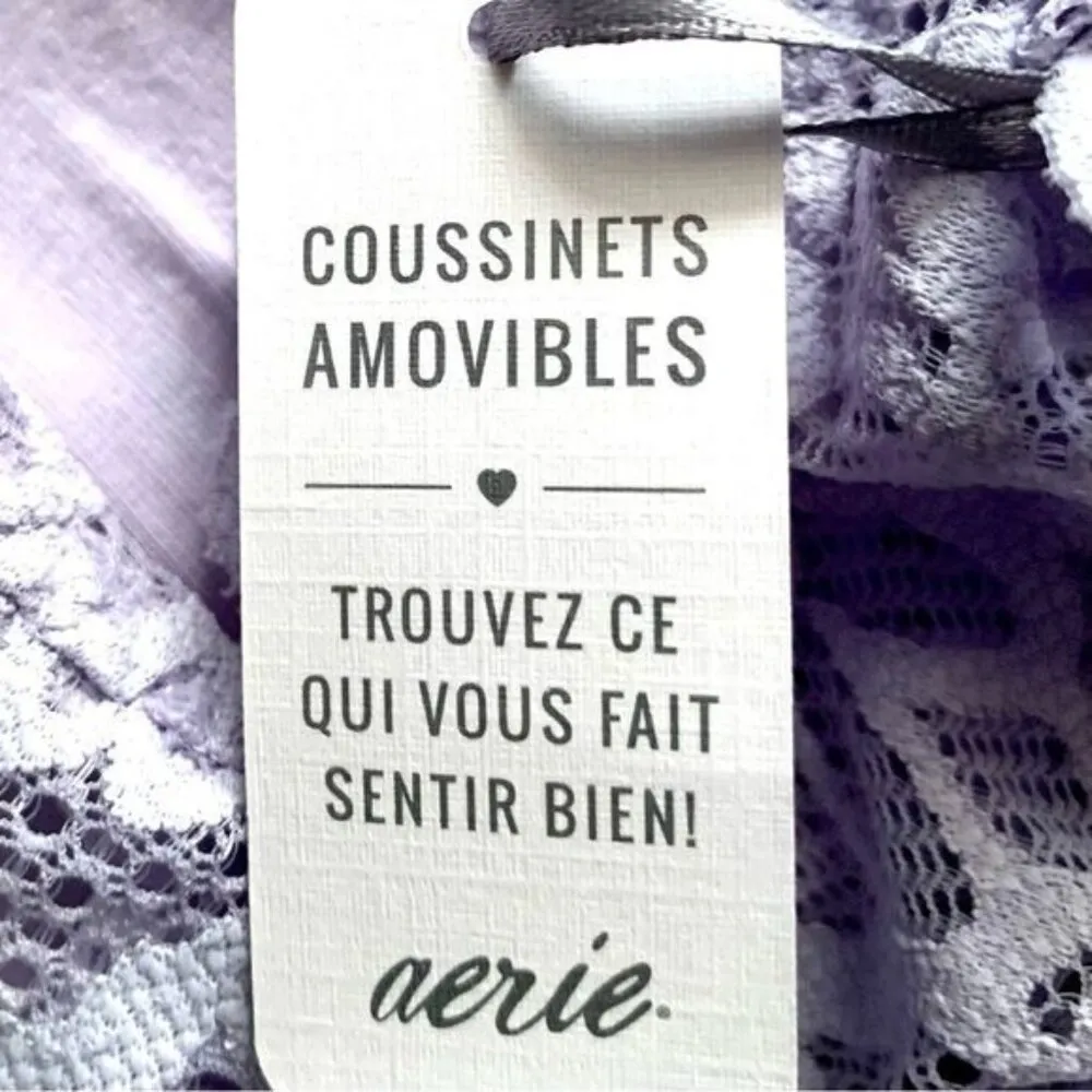 Aerie Lavender Highlands Lace Longline Racerback Bralette XS Removable Pads - Image 12